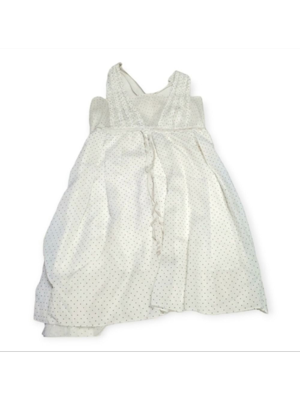 White Polkadot Layered Empire Waist Boho Coastal Cowgirl Dress